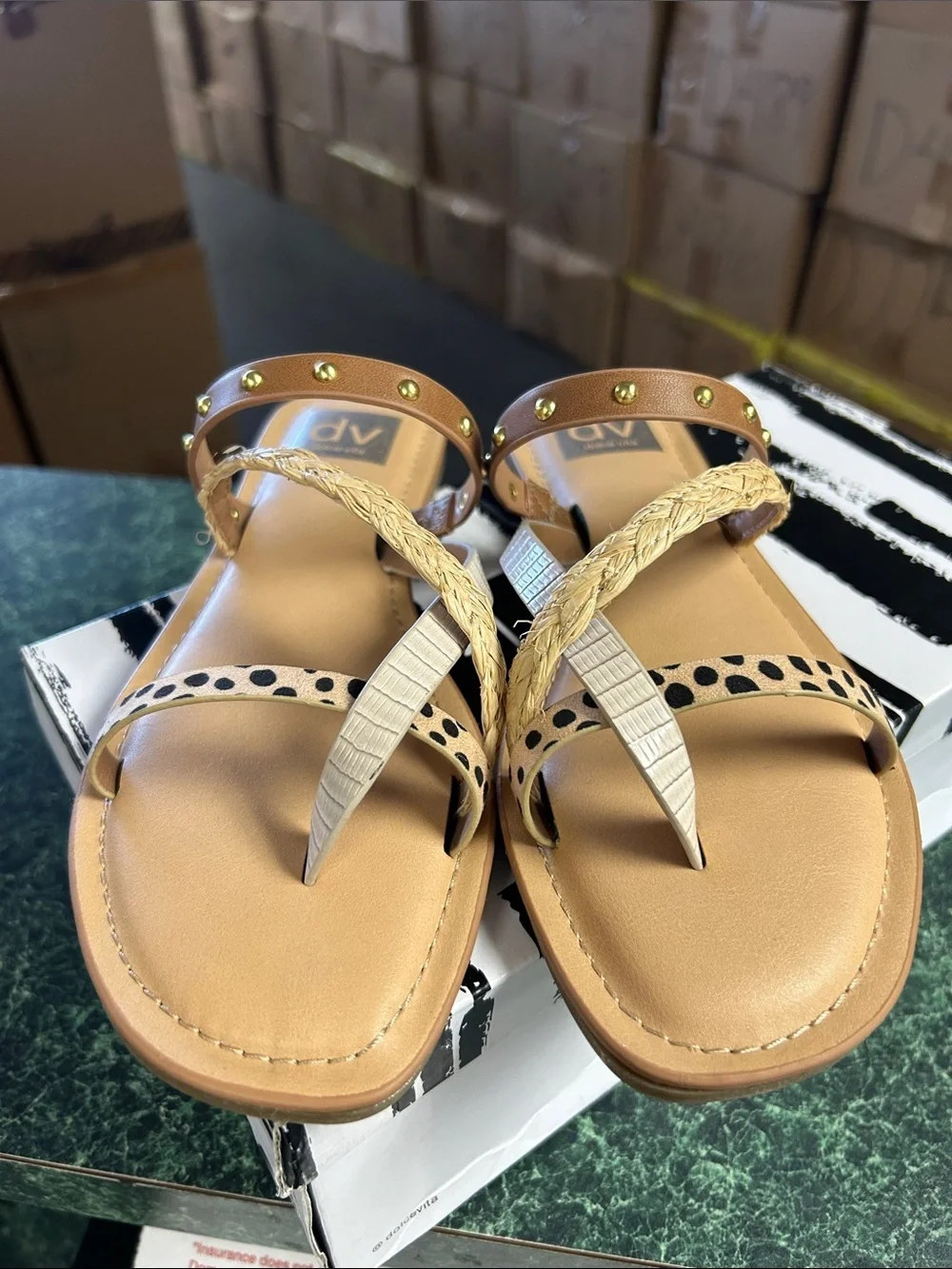 Dolce Vita Tan Multi-Pattern Strappy Sandals